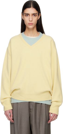 ssstein ssstein Yellow Pure Cashmere Knit V Neck LS Sweater