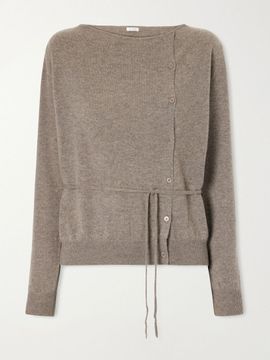 ST. AGNI Asymmetrical belted cashmere cardigan