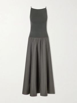 ST. AGNI Ribbed jersey and cotton-blend poplin midi dress