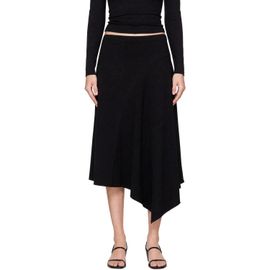 St. Agni St. Agni Black Asymm Drape Midi Skirt