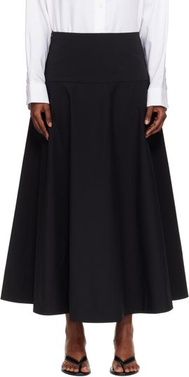 St. Agni St. Agni Black Cotton Circle Hem Maxi Skirt