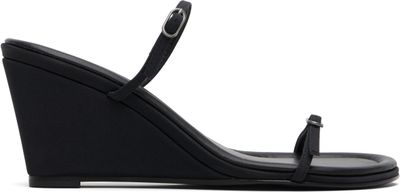 St. Agni St. Agni Black Petit Belt Detail Wedge Heeled Sandals