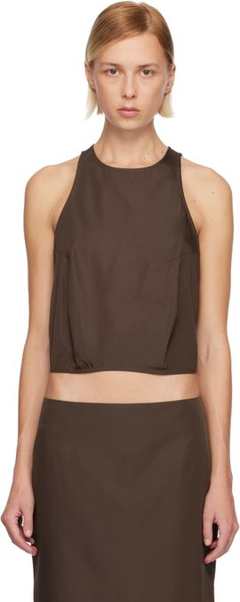 St. Agni St. Agni Brown Paper Taffeta Cocoon Top