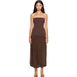 St. Agni St. Agni Brown Strapless Balloon Hem Maxi Dress