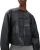 St. Agni St. Agni Button Detail Cocoon Leather Jacket Black - 1