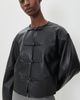 St. Agni St. Agni Button Detail Cocoon Leather Jacket Black - 2