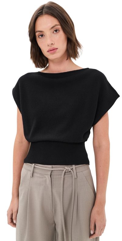 St. Agni St. Agni Cashmere Asymmetrical Top Black