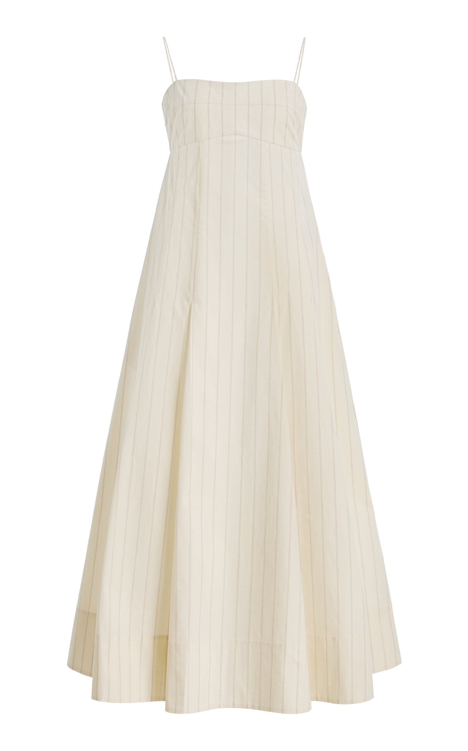 St. Agni St. Agni Everyday Pleated Striped CottonBlend Midi Dress