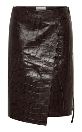 St. Agni St. Agni Everyday Wrap CrocodileEffect Leather Skirt