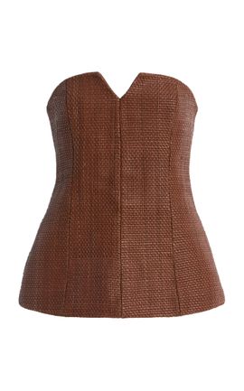 St. Agni St. Agni Exclusive Strapless Woven Leather Top