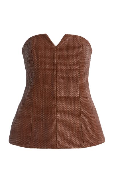 St. Agni St. Agni Exclusive Strapless Woven Leather Top