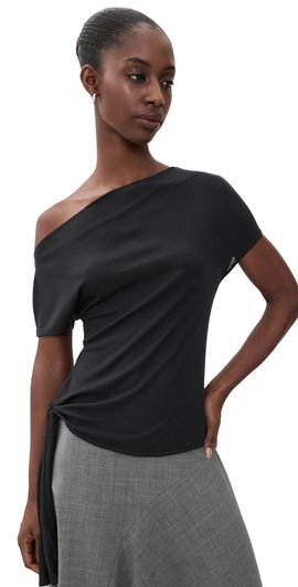 St. Agni St. Agni Fine Jersey Off Shoulder Top Charcoal