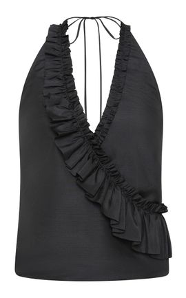 St. Agni St. Agni Flounce Silk Halter Top