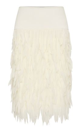 St. Agni St. Agni Fringe Stretch Silk Midi Skirt