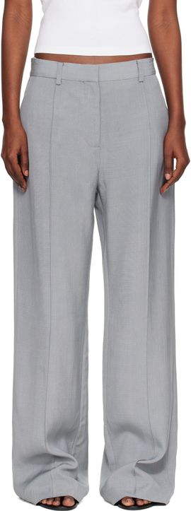 St. Agni St. Agni Gray Classic Pintuck Trousers