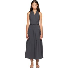 St. Agni St. Agni Gray Halter Circle Hem Midi Dress