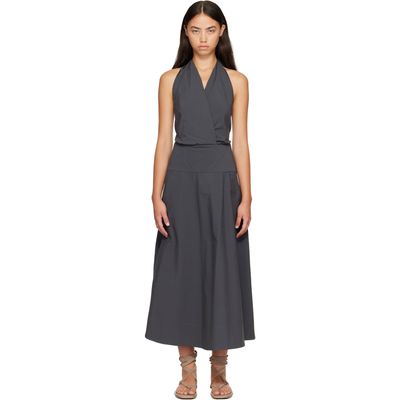 St. Agni St. Agni Gray Halter Circle Hem Midi Dress