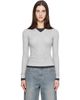 St. Agni St. Agni Gray Organic Cotton V Neck Long Sleeve T-shirt - 1