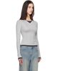 St. Agni St. Agni Gray Organic Cotton V Neck Long Sleeve T-shirt - 2