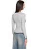 St. Agni St. Agni Gray Organic Cotton V Neck Long Sleeve T-shirt - 3