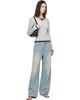 St. Agni St. Agni Gray Organic Cotton V Neck Long Sleeve T-shirt - 4