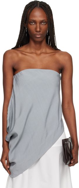 St. Agni St. Agni Gray Strapless Asymm Drape Top