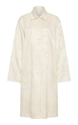 St. Agni St. Agni Jacquard Cocoon Silhouette Silk Wool Coat