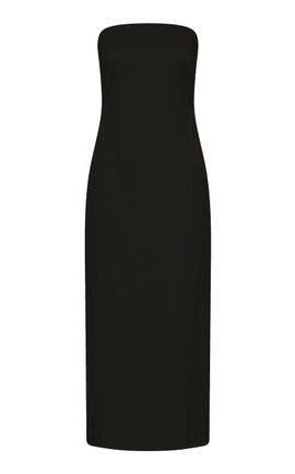 St. Agni St. Agni Jacquard Strapless Silk Wool Dress