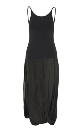 St. Agni St. Agni Knit Bodice Drape Sheer Dress