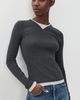 St. Agni St. Agni Organic Cotton V Neck Long Sleeve Top Charcoal Melange - 2