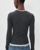 St. Agni St. Agni Organic Cotton V Neck Long Sleeve Top Charcoal Melange - 3