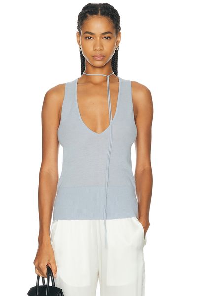 St. Agni St. Agni Plunge Rouleau Knit Tie Top