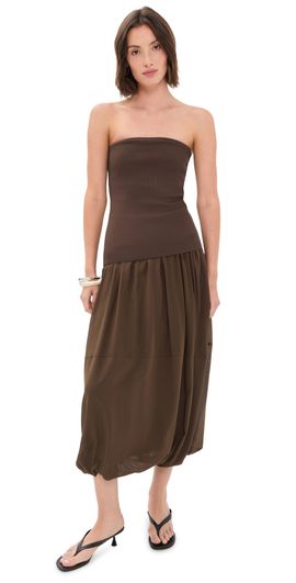 St. Agni St. Agni Strapless Balloon Hem Dress Cedar