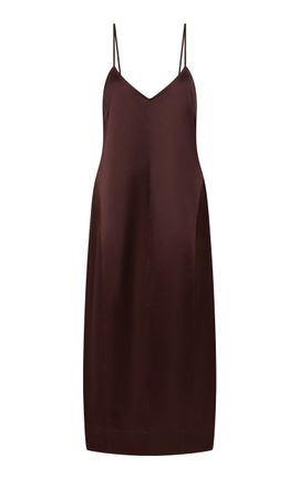 St. Agni St. Agni Structured Satin CottonBlend Cocoon Midi Dress
