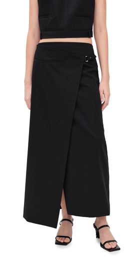 St. Agni St. Agni Tailored Wool Wrap Skirt Black