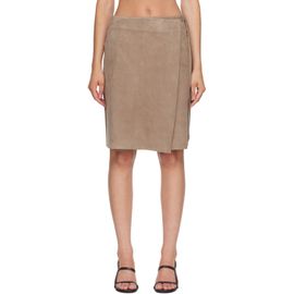 St. Agni St. Agni Taupe Suede Everyday Wrap Midi Skirt