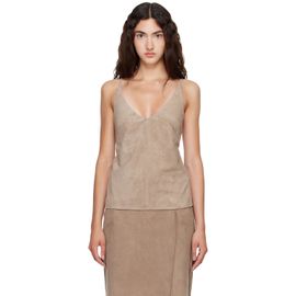 St. Agni St. Agni Taupe Suede Low Back Tie Top