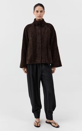 St. Agni St. Agni Trapeze Stand Collar Suede Leather Jacket