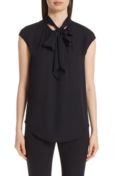 St. John Collection St. John Collection Tie Neck Double Silk Georgette Shell