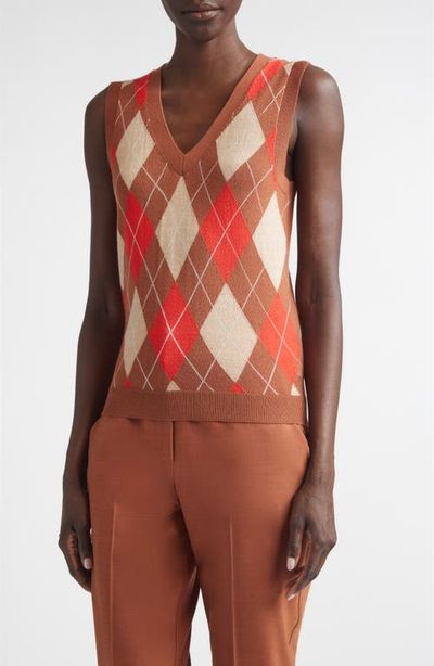 ST. JOHN ST. JOHN Argyle Plaid Wool Blend Sweater Vest