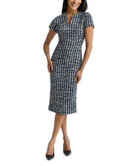 navy blue dress for baby girl St. John Wool-Blend Sheath Dress, Blue / Regular 10 (M)