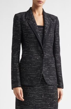 ST. JOHN ST. JOHN Cannes Stud Trim Tweed Jacket