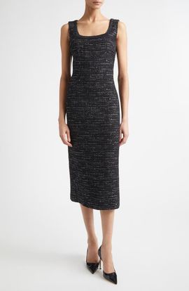 ST. JOHN ST. JOHN Cannes Tweed Sleeveless Midi Dress
