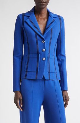 ST. JOHN ST. JOHN Carter Stripe Roma Crepe Knit Jacket