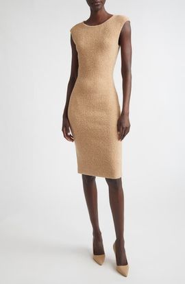 ST. JOHN ST. JOHN Cotton & Wool Blend Tweed Sweater Dress