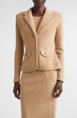 ST. JOHN ST. JOHN Cotton & Wool Blend Tweed Sweater Jacket