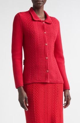 ST. JOHN ST. JOHN Cotton Blend Mixed Stitch Sweater Jacket