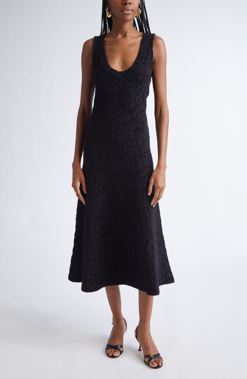 ST. JOHN ST. JOHN Cotton Blend Velveteen Leopard Jacquard Midi Dress