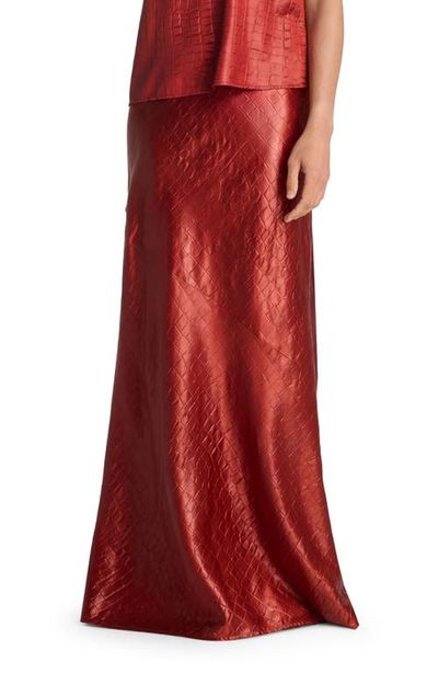 ST. JOHN ST. JOHN Croc Textured Satin A-Line Skirt
