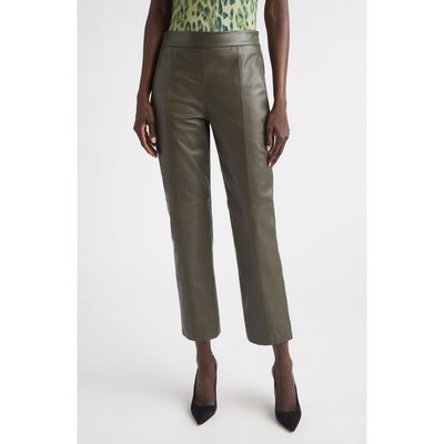 ST. JOHN ST. JOHN Crop Leather Straight Leg Pants